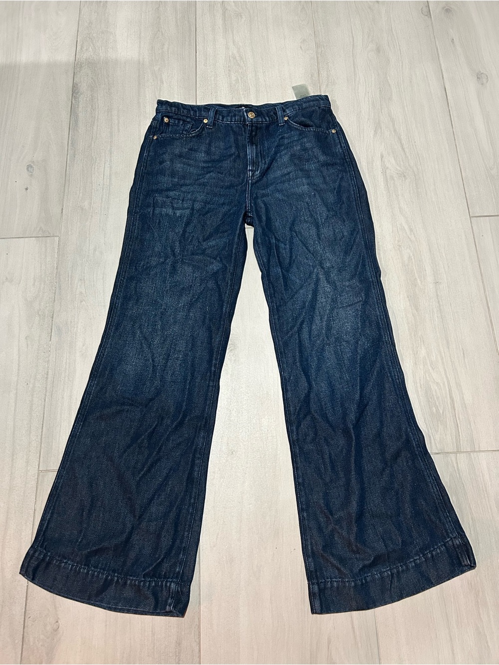 7 For All Mankind Womens  Modern Dojo Tailorless wide leg Jean Size 30 - Picture 2 of 9